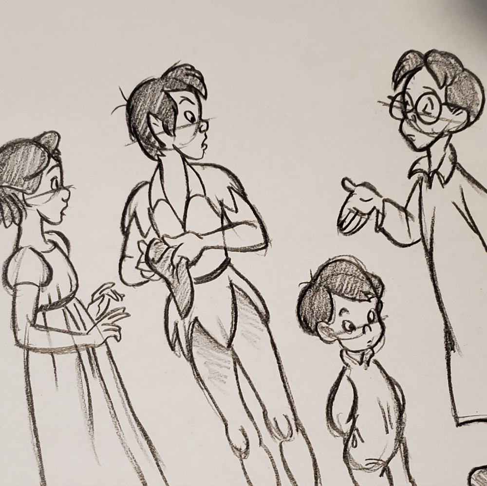Disney Peter Pan Character Sheet Drawing/Sketch animation signed art Lost Boys - Picture 4 of 6